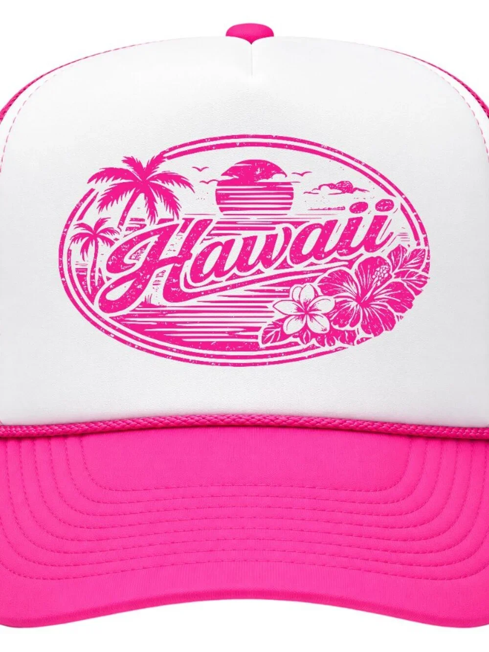 Hawaii Retro Vintage Style Foam Trucker Hat Mesh Snapback Pink